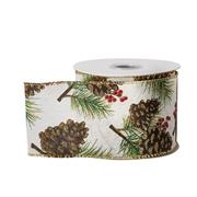 Festive Cone Wired Cream Ribbon